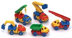 Baby Series Toy Vehicles - Dump Truck, Fire Truck, Excavator, Crane, Road Machine