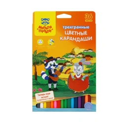 Multi-Pulti Colored Pencils "Raccoon in Spain", 36 Colors, Triangular, Sharpened, Cardboard, Euro Hanger