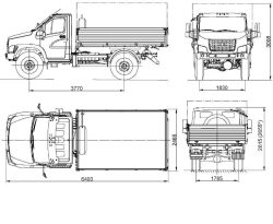 GAZ-SAZ-25061 Dump Truck with Three-Way Discharge on C41A23 Chassis, Max Weight 6850 kg