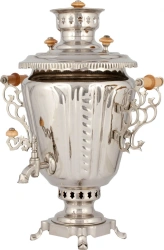 Traditional Charcoal Samovar 5 Liters Nickel-Plated Model RYUMKA