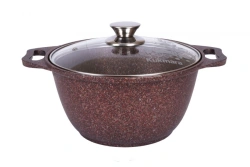 2L Cast Aluminum Pot with Non-Stick Coating and Glass Lid - Kukmara Granit Ultra Induction
