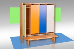 4-Door and 5-Door Clothing Wardrobe with Bench for Preschool