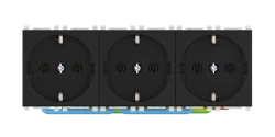 CADUCEUS ALING Experience Triple Socket with Grounding 3x16A, 250V, Black (Soft Touch), Art. 74113.E1