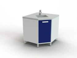 Corner Module with Sink, Model 102-002, Dimensions 850x850x850mm
