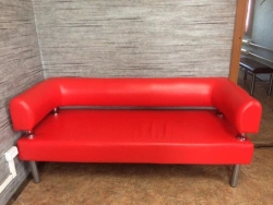 Office Sofa with Wooden Frame and Artificial Leather Upholstery