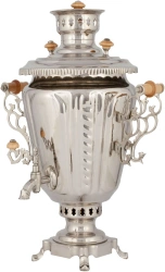 Traditional Charcoal Samovar 7 Liters Ryumka Nickel Coated