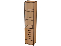 Document Storage Cabinet with Glass and Drawers Model №9/S09