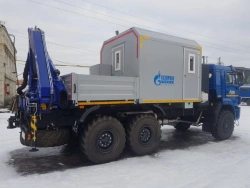 Closed Passenger Bus for Crew Transportation with Manipulator Crane, Model 67060P on KAMAZ 5350 Chassis