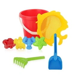 Children's Sand Play Set "Fish" 8 Pieces (Bucket, Sifter, 4 Molds, Shovel, Rake)