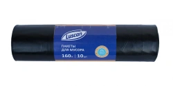 High-Density Polyethylene Garbage Bags 160L 80μm 10pcs Roll, Black 90x110cm Luscan