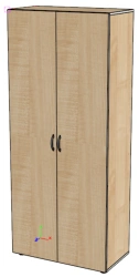 Two-Door Combined Clothing Wardrobe with Shelves and Rod