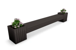 Straight Bench with 2 Flower Pots