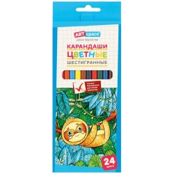 ArtSpace "Cute Animals" Colored Pencils, 24 Colors, Sharpened, Cardboard, Euro Hook