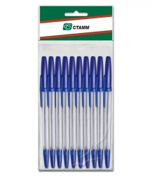Optim Set of 10 Ballpoint Pens with Blue Ink, 0.7mm Tip