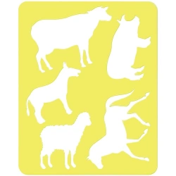 Contour Stencil Coloring Set - "Domestic Animals" with Euro Hang Pack