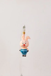 Handcrafted Glass Christmas Ornament "Piglet