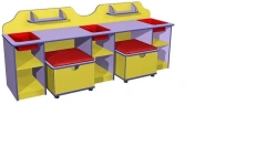 Educational Play Zone Table with 2 Poufs