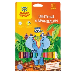 Multi-Pulti Colored Pencils "Raccoon in India", 18 Colors, Pre-Sharpened, Cardboard, Euro Hanger