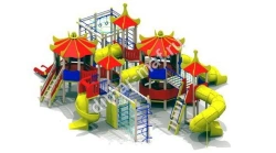 Modular Children's Play Complex with Towers and Gymnastics Equipment