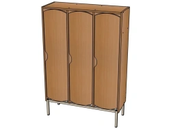 3-Section Wardrobe with Decorative Doors on Metal Frame - ШД13