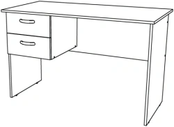 Rectangular Office Desk with Hanging Drawer Unit (2 drawers)