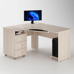 Corner Office Desk with Cabinet and CPU Stand