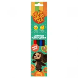Multi-Pulti Colored Pencils "Cheburashka", 6 Colors, Sharp, Cardboard, Euro-Hanging