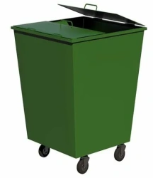 Waste Container with Double-Hinged Lid and Wheels