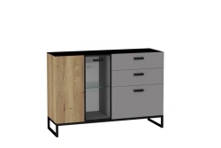 Essens LD.681110.000 1300mm Chest of Drawers (Slate Grey/Halifax Tobacco Oak)