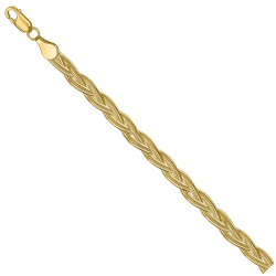 Gold Necklace 585 Purity Green Almond Braid Chain, Model NC17-270