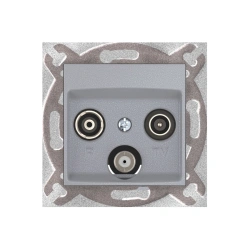 Caduceus Aling Prestige Hidden Installation Antenna Socket TV/FM/SAT, Silver, Art. 6012S.S