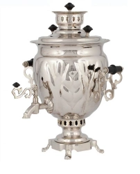 Traditional Charcoal Samovar 2 Liters, Nickel Coated