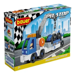 Bauer Developmental Toy Construction Set "Pit Stop" - Tow Truck & Race Car
