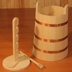 Pine Bath Tub with Fitting 300x300x370MM, 15L Capacity