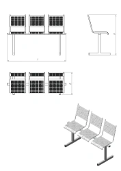 Metal Seating Section with Three Chairs - CM.KV.3 Series