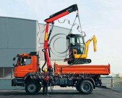 Cargo Platform with Crane Manipulator 67066F on KAMAZ 65115 Chassis
