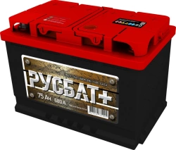 Universal Lead-Acid Starter Battery 6ST-75VL RUSBAT+ EURO
