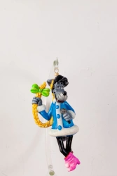 Handcrafted Glass Christmas Ornament "Wolf-Snegurochka