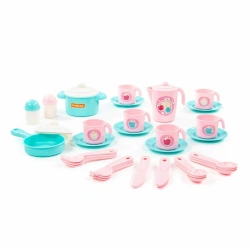 Colorful Children's Tableware Set for Dolls, 38 Pieces for 6 People