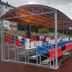 Five-row spectator stand for 100 seats with canopy