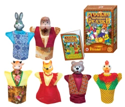 Puppet Theatre "Bunny's Hut" with 6 Puppets - Large Set