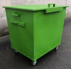 Welded Steel Green Waste Container 700L with Hinged Lid