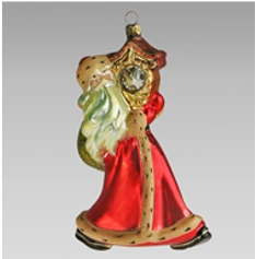 Handcrafted Glass Christmas Ornament "Santa Claus with Clock