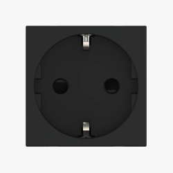 Modular Socket with Grounding and Shutters, 16A, 250V, CADUCEUS ALING HIDE, Black