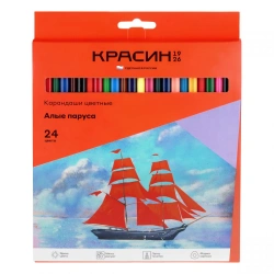 Crimson Sails" Colored Pencils, 24 Colors, Pre-Sharpened, Cardboard Box