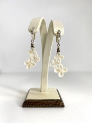 Plumeria Earrings - White Jade