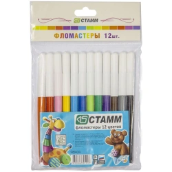 Washable Marker Set "Fun Toys", 12 Colors, Easy Clean, Pack with Euro Hanger