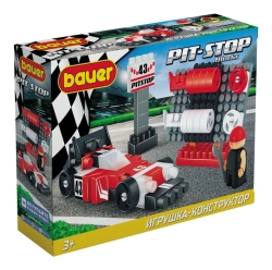 Bauer Pit Stop Kids Educational Building Set with Racing Car