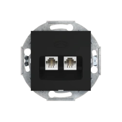 CADUCEUS ALING PRESTIGE Double Hidden Socket 2xRJ12 6P2C, Black (Soft Touch), Art. 6011.E1