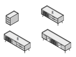 Wooden Office Support Cabinet - "Remo" Furniture Set